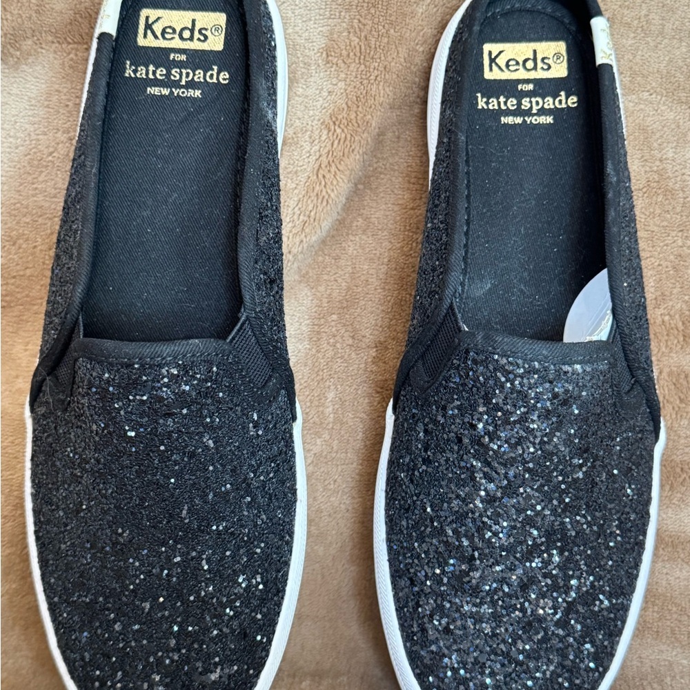 Kate Spade Black Glitter Sneakers